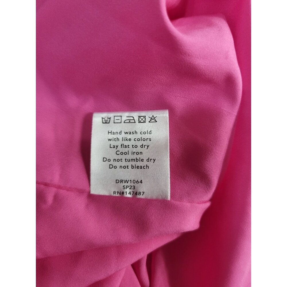 DRAPER JAMES Women's S Pink Polka Dot Flutter Sleeve Midi Dress Tiered Pockets - Picture 10 of 12